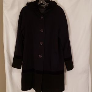 Wool coat with hood, navy